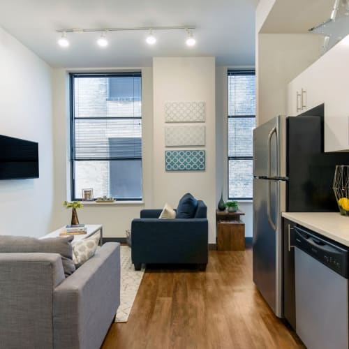 Apartment with wood style flooring at INFINITE in Chicago, Illinois