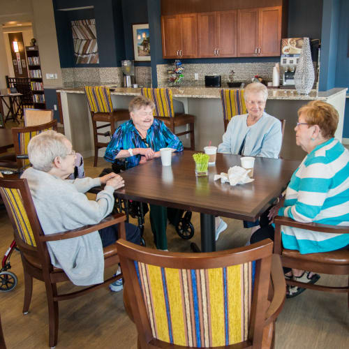 Residents gather in the bistro at First & Main of Lewis Center in Lewis Center, Ohio