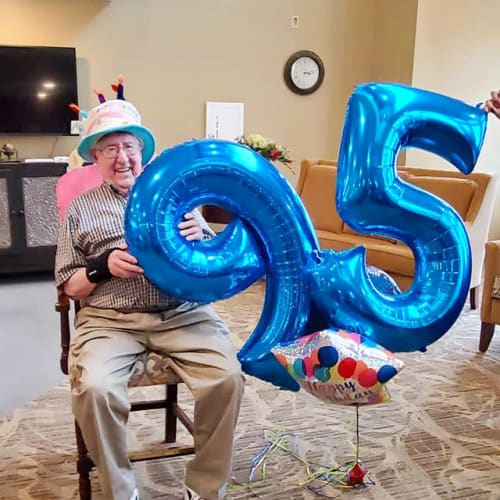 Celebrating a birthday at The Oxford Grand Assisted Living & Memory Care in Kansas City, Missouri