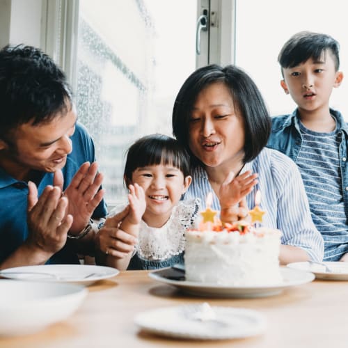 Family celebrating their child's birthday at Wellington Point in Atlanta, Georgia