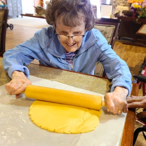 Resident baking at Oxford Senior Living in Wichita, Kansas