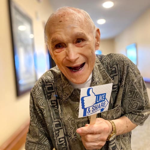 Smiling resident at Oxford Senior Living in Wichita, Kansas