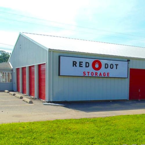 Outdoor storage units at Red Dot Storage in Montgomery, Alabama