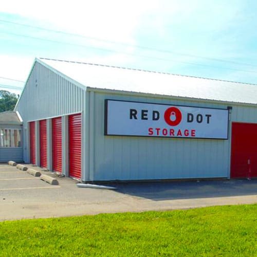 Outdoor storage units at Red Dot Storage in Conway, Arkansas