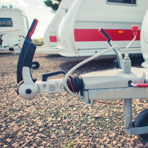 Outdoor RV parking at Red Dot Storage in Decatur, Illinois