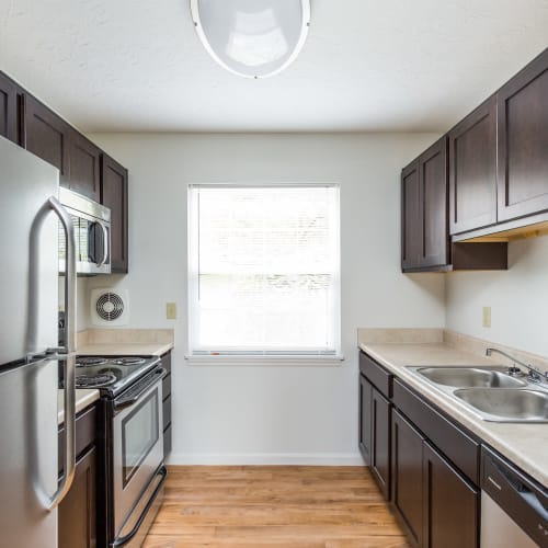 Kitchen in a model home at Mallard Lakes Townhomes in Cincinnati, Ohio