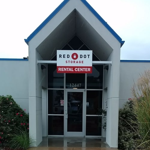 Rental center entrance at Red Dot Storage in Highland, Illinois