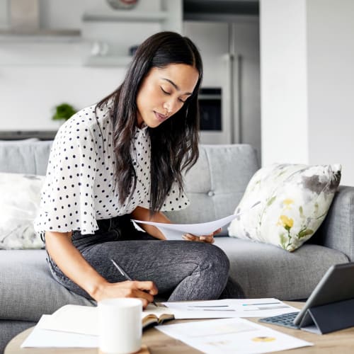 Resident working from home at Clocktower Mill and Velvet Mill Apartments in Manchester, Connecticut