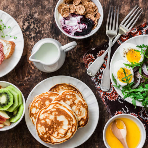 Delicious looking breakfast at The Lofts at Ponemah Mills in Taftville, Connecticut