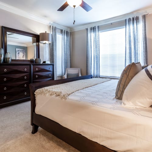 Cozy bedroom at Marquis on Pin Oak in Houston, Texas
