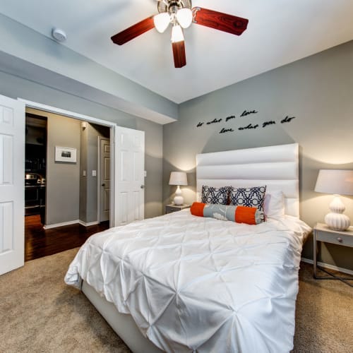 Cozy bedroom at Marquis on Gaston in Dallas, Texas