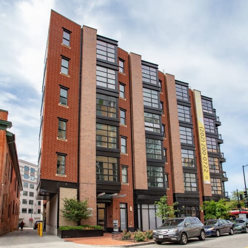 Exterior shot of the cool brick building at 1350 Florida in Washington, District of Columbia