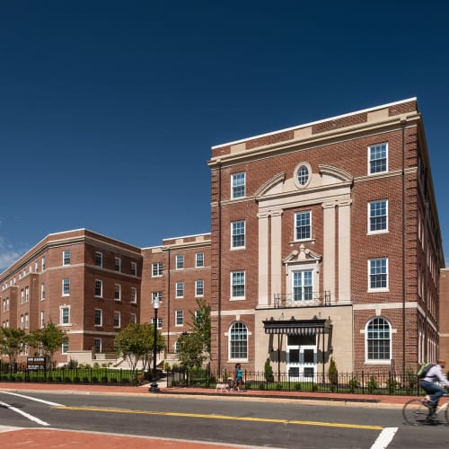 Exterior photo of the red brick buildings at 700 Constitution in Washington, District of Columbia
