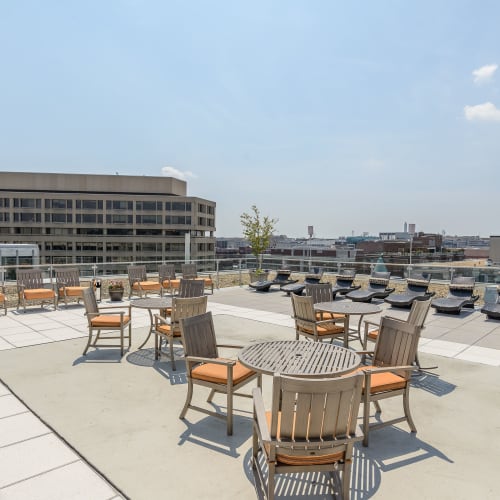 Awesome rooftop terrace with lots of seating at Bristol House in Washington, District of Columbia