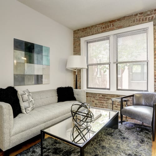 a bright and open living room at The Shelby in Washington, District of Columbia