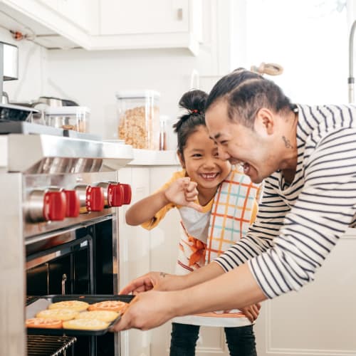 a resident baking with their daughter at Copper Canyon in Twentynine Palms, California