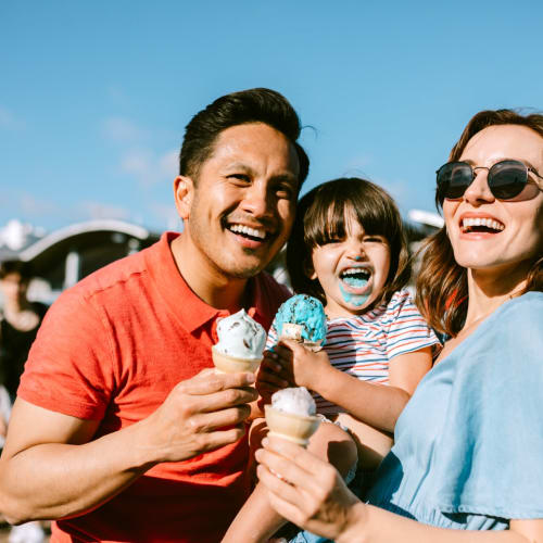 a family enjoying some ice cream at Shadow Mountain in Twentynine Palms, California