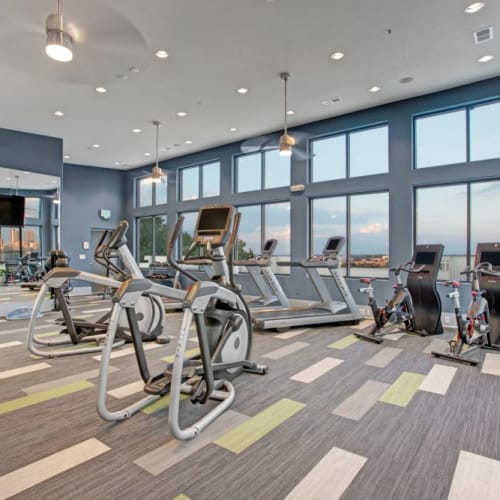 Full sized resident fitness center at Mark at West Midtown in Atlanta, Georgia