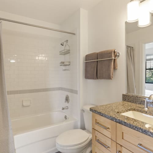 Bathroom with cute cabinets and a nice large mirror over the vanity at 1630 R St NW in Washington, District of Columbia