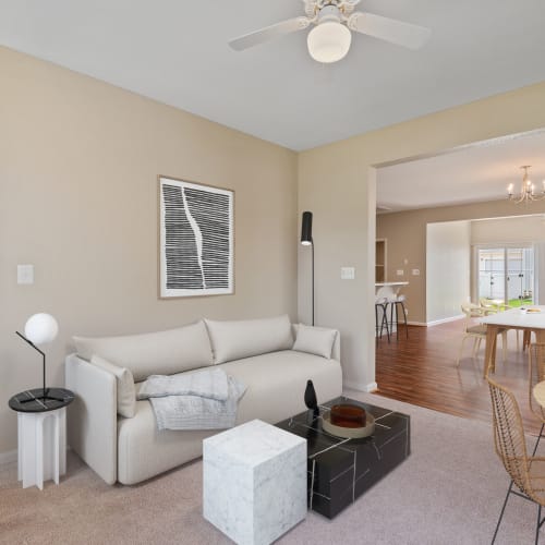 A furnished living room at Lovell Cove in Patuxent River, Maryland