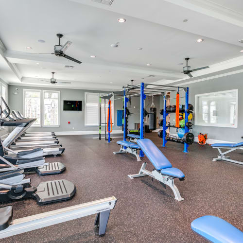 Well-equipped onsite fitness center at The Loop at 2800 in Sarasota, Florida