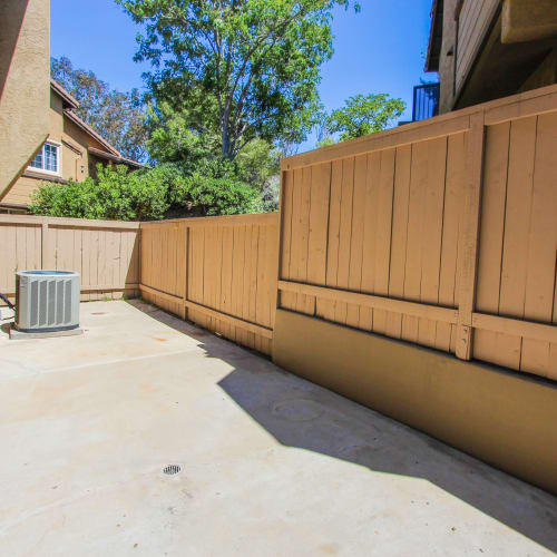 a fenced in patio at River Place in Lakeside, California