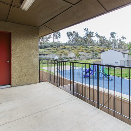 a private patio at Pomerado Terrace in San Diego, California