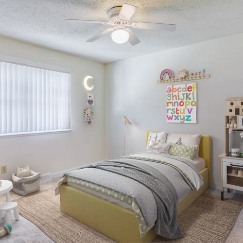 A cozy bedroom at Gela Point in Virginia Beach, Virginia