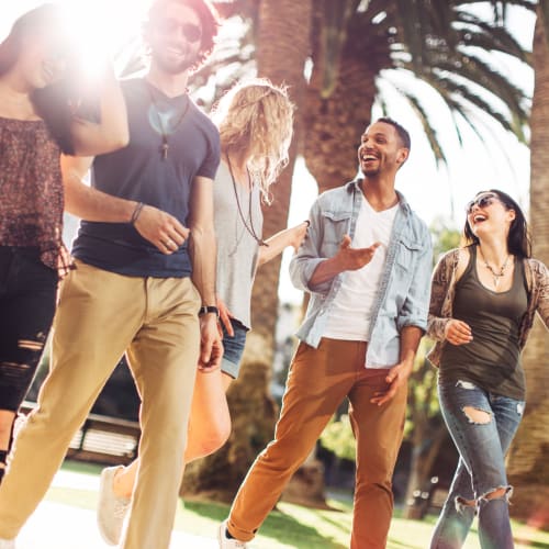 a group of residents enjoying a walk together at Miramar Milcon in San Diego, California