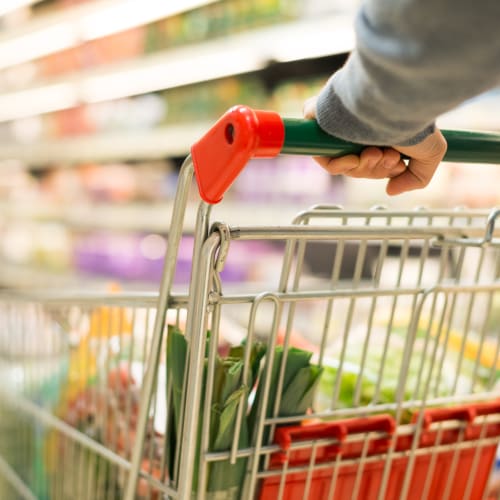 a grocery cart near  Seaside Village in Oceanside, California