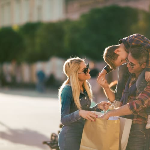 a resident family out shopping near  The Village at New Gosport in Portsmouth, Virginia