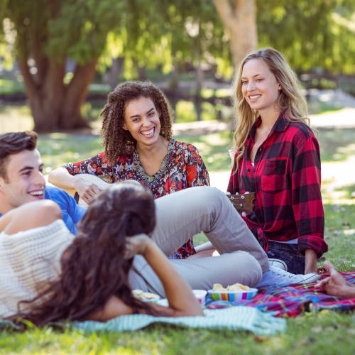 residents enjoying some sun at the park near Foxville Gardens in Sabillasville, Maryland