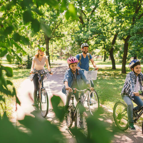 a resident family out for a bike ride at Longshaw Road in Annapolis, Maryland