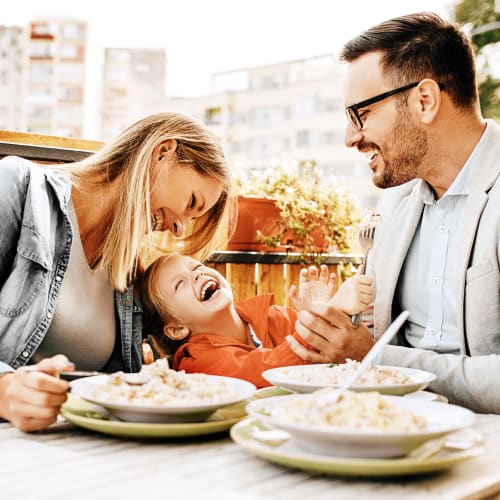 a resident family eating out near  Foxville Gardens in Sabillasville, Maryland