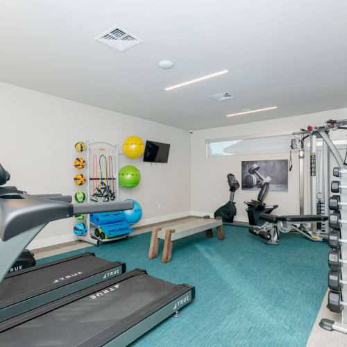 State of the art fitness center at Elevate at Skyline in McKinney, Texas