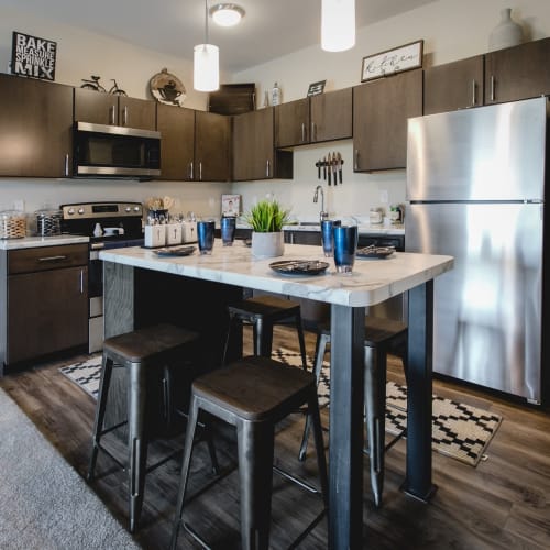 Kitchen with stainless steel appliances at Park West 205 Apartment Homes in Pittsburgh, Pennsylvania
