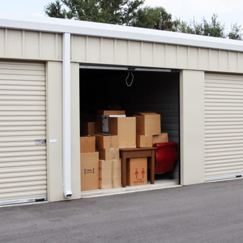 An open ground floor unit at Red Dot Storage in Fitchburg, Wisconsin
