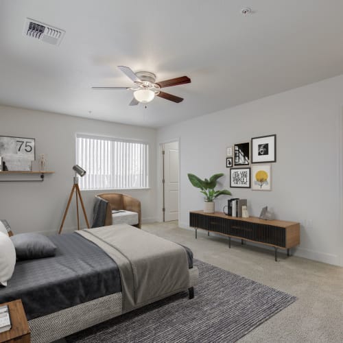 A furnished bedroom room at Mountain View in Fallon, Nevada