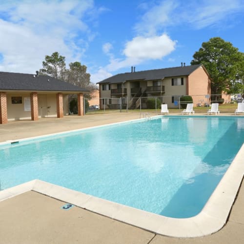Crystal clear swimming pool at Eastdale Apartments in Montgomery, Alabama