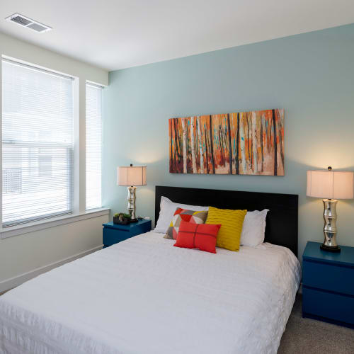 Colorful bedroom at Element at Ghent in Norfolk, Virginia