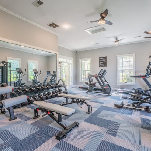 State of the art fitness center at The Preserve at Beckett Ridge Apartments & Townhomes in West Chester, Ohio