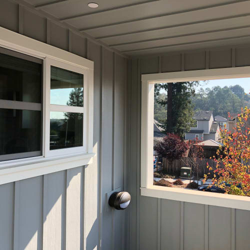 outdoor patio with windows at Farmstead at Lia Lane in Santa Rosa, California