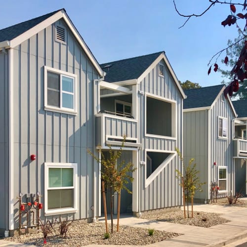 side shot of the homes from outside at Farmstead at Lia Lane in Santa Rosa, California