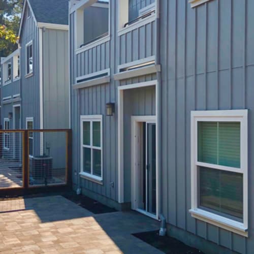 backyard with gates separating each individual home at Farmstead at Lia Lane in Santa Rosa, California