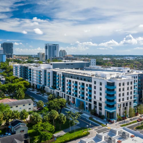 Aerial view with blue sky at Motif in Fort Lauderdale, Florida