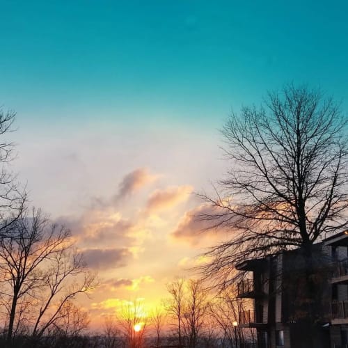 View of sunset from Cedar Ridge Apartments in Park Hills, Kentucky
