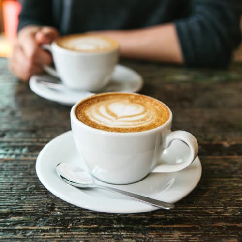 Residents meeting up for a cup of coffee near Hunters Crossing in Newark, Delaware