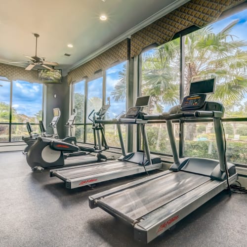 Cardio equipment in the fitness center at Estates at McDonough Apartment Homes in McDonough, Georgia