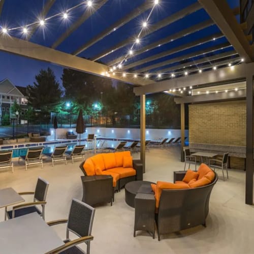 Outdoor lounge at The Mark by Solaire in Alexandria, Virginia