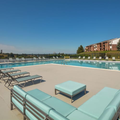 Poolside lounge chairs at Greenspring, York, Pennsylvania